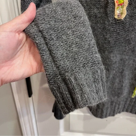 FREE PEOPLE Gray Orange Fair Isle Nordic Wool Blend
Sweater Size Large - Picture 8 of 13